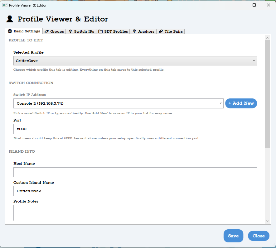 Profile Viewer and Editor