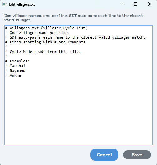 Cycle list edit page